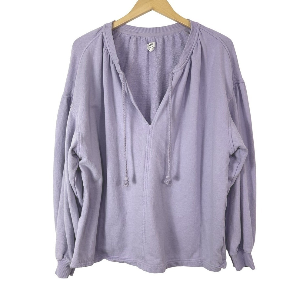 Aerie Lavender Easy Street Sweatshirt Womens Medium Peasant Boho Boxy Lounge